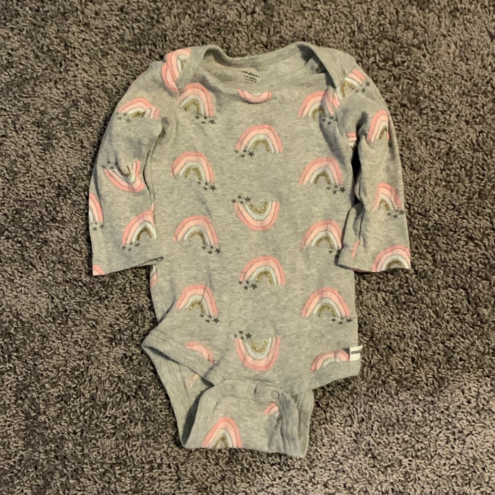 Gerber Gray Long Sleeve Rainbow Onesie